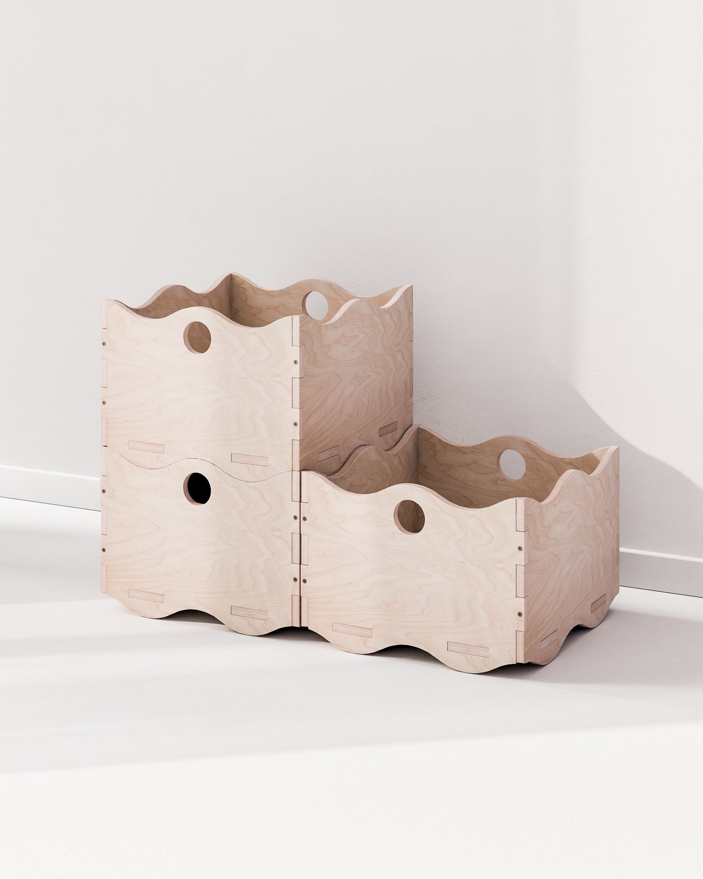 2 modulare Holzboxen + 1 Deckel