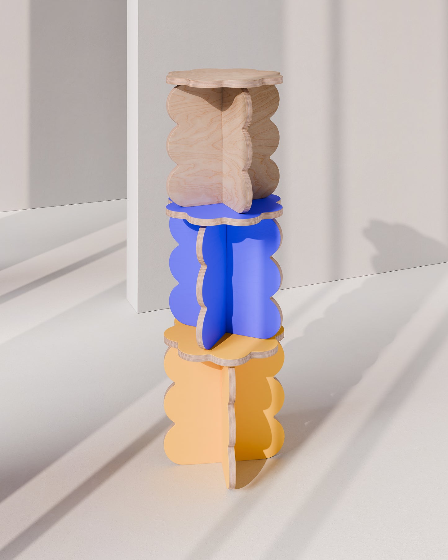 wavy chair original - moderner Beistelltisch/Hocker aus Holz